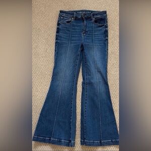 American Eagle Outfitters Deep Blue Wide Leg Jeans